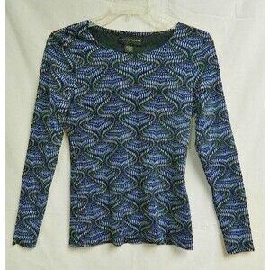 Geoffrey Beene Sport Top Women Size XL L/S Optical Illusion Stretch Pull Over